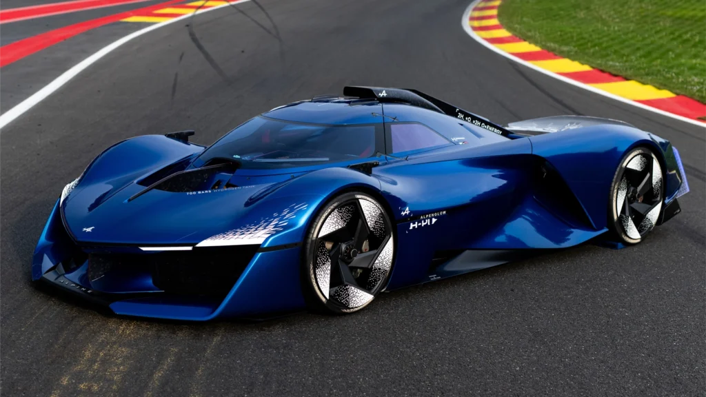 Alpine Alpenglow Hy4 Hydrogen Race Concept Car On Track Spa Le Mans 2024 July Driving Hydrogen