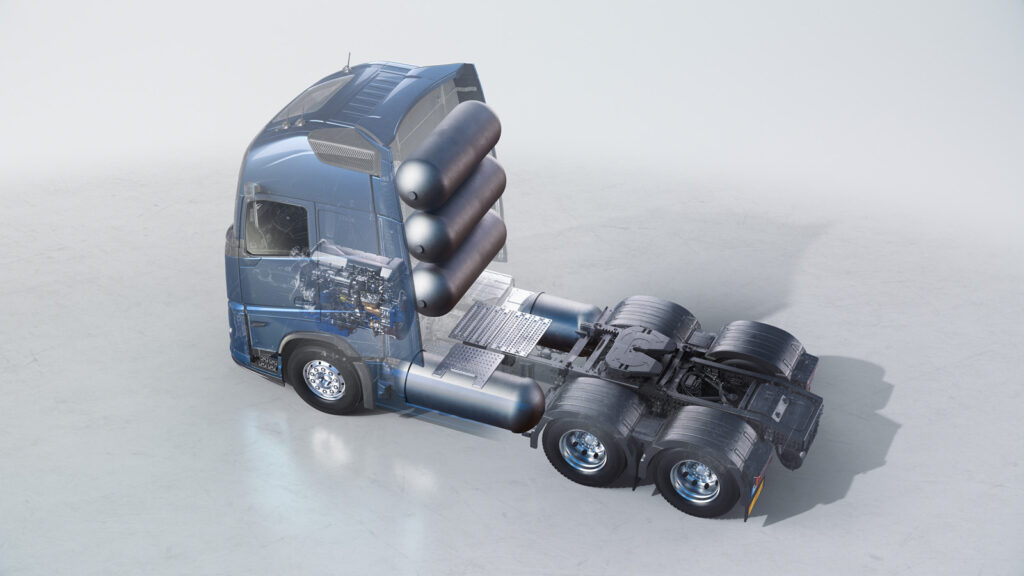 Volvo Truck with Combustion Engine Running on Hydrogen