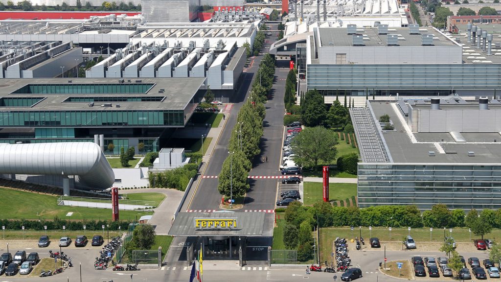 Ferrari Maranello plant aerial view July 2024