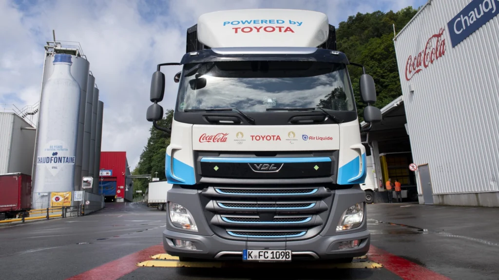 Toyota Joins with Coca-Cola and Air Liquide for hydrogen fuel cell truck test Paris 2024 Olympics Games July