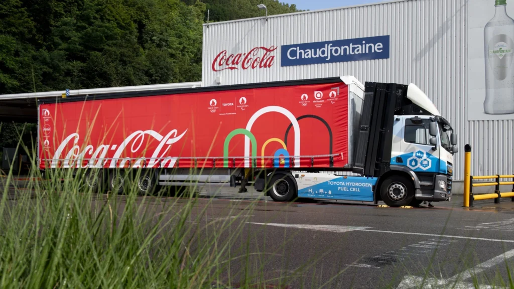 Toyota Joins with Coca-Cola and Air Liquide for hydrogen fuel cell truck test Paris 2024 Olympics Games July