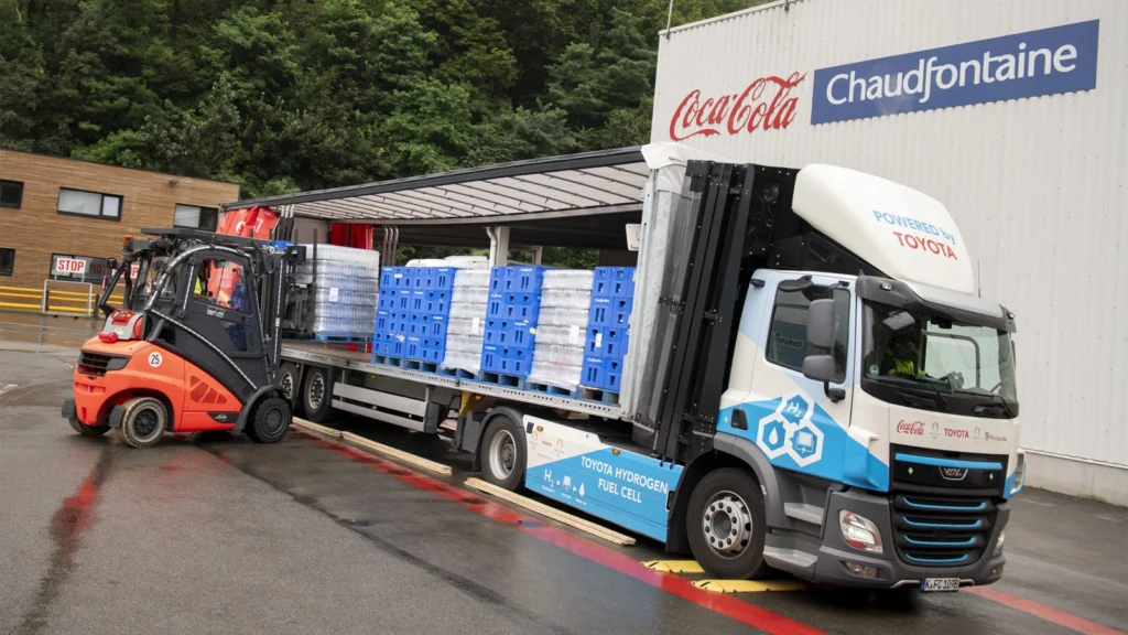 Toyota Joins with Coca-Cola and Air Liquide for hydrogen fuel cell truck test Paris 2024 Olympics Games July