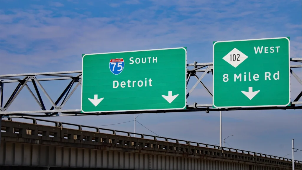 Detroit Michigan Road Sign August 2024 Driving Hydrogen