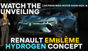 Renault unveils their hydrogen fuel-cell hybrid family car at Paris Motor Show 2024 Mondial de l'Auto