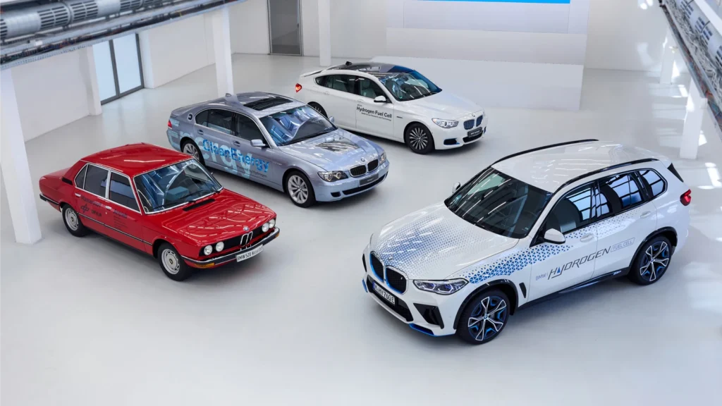 BMW's hydrogen cars and engines throughout the years, from 1979 to present. (Image courtesy of BMW)