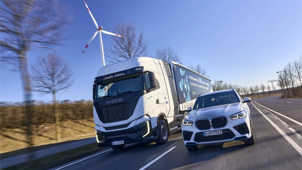 BMW Iveco hydrogen fuel cell truck for BMW logistics