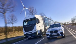 BMW Iveco hydrogen fuel cell truck for BMW logistics