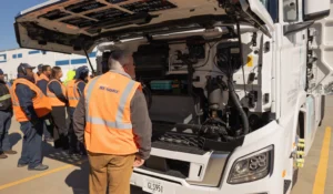 Benore receives 14 new Hyundai Xcient hydrogen trucks to ferry EVs out of Hyundai's Savannah Georgia plant. (Image: Emily Moncus)