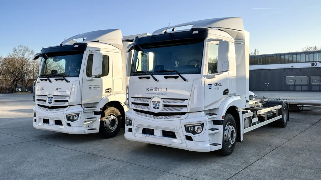 KEYOU hydrogen combustion engine trucks. (Image: KEYOU)