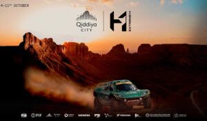 Extreme H race car in Qiddiya City desert landscape ahead of October hydrogen racing launch