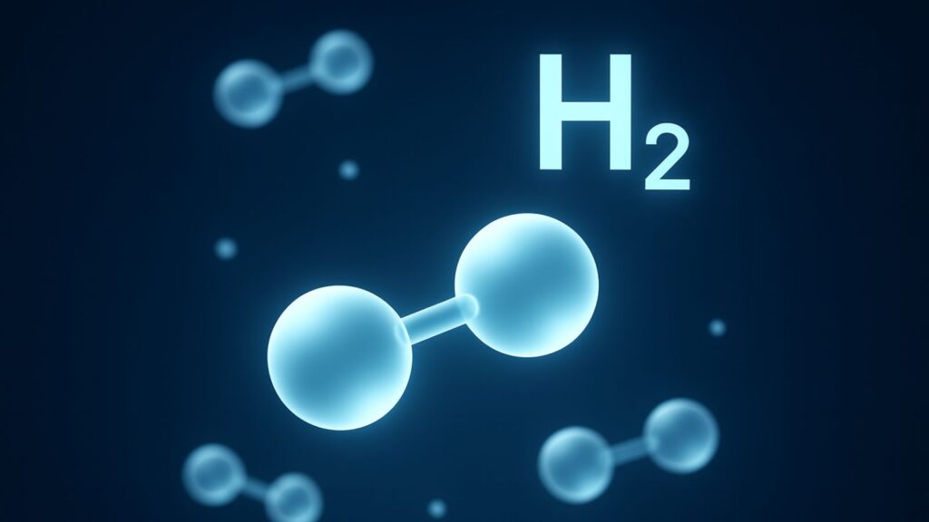 Glowing hydrogen (H₂) molecules illustration symbolising the global white hydrogen market forecast