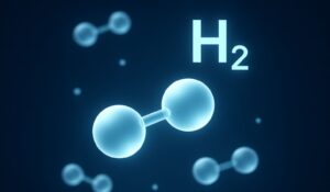 Glowing hydrogen (H₂) molecules illustration symbolising the global white hydrogen market forecast