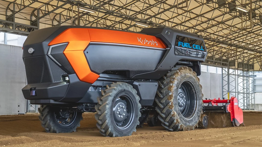 Kubota hydrogen fuel cell 100hp autonomous tractor. (Image: Kubota)