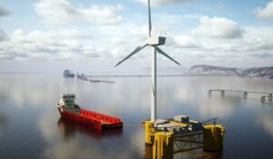 Floating offshore wind turbine platform generating hydrogen near Milford Haven for the Hydrogen Kingdom project
