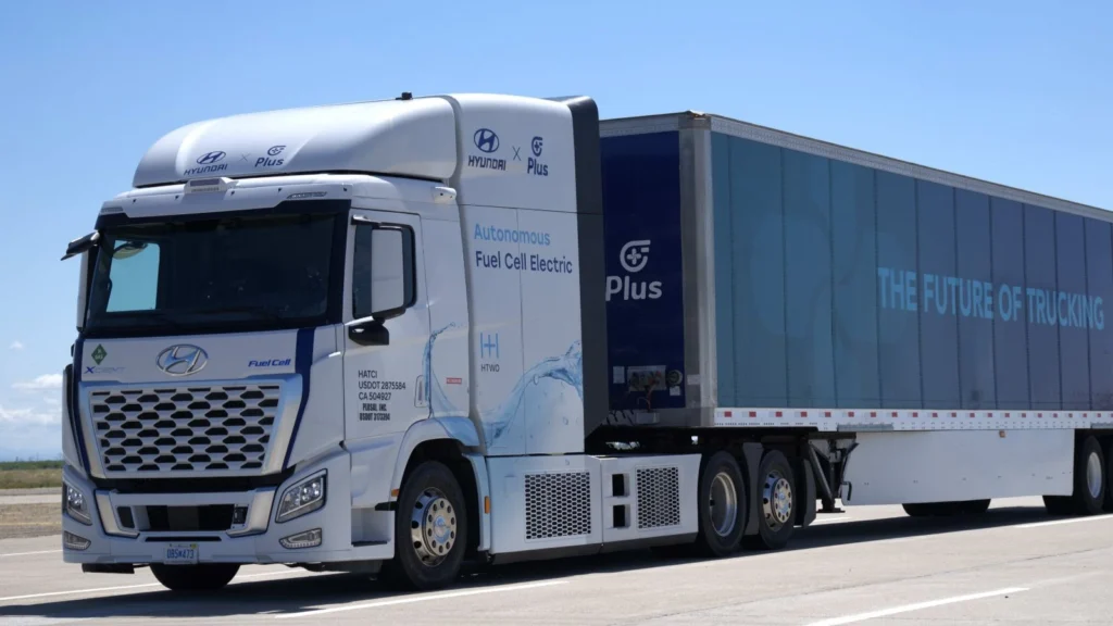 Hyundai XCIENT autonomous hydrogen fuel cell truck on test route