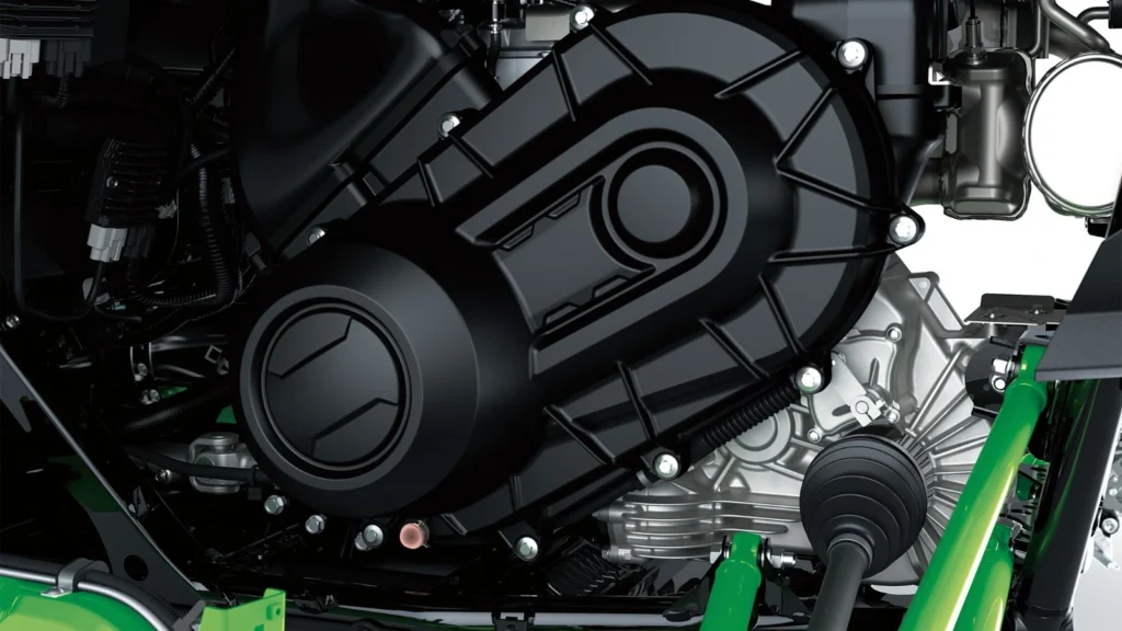 Close-up of Kawasaki Teryx H2 continuously variable transmission system