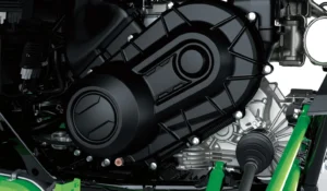 Close-up of Kawasaki Teryx H2 continuously variable transmission system