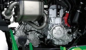 Close-up of the Kawasaki Teryx H2 hydrogen combustion engine and components