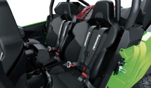 Kawasaki Teryx H2 interior showing sport seats and safety harnesses