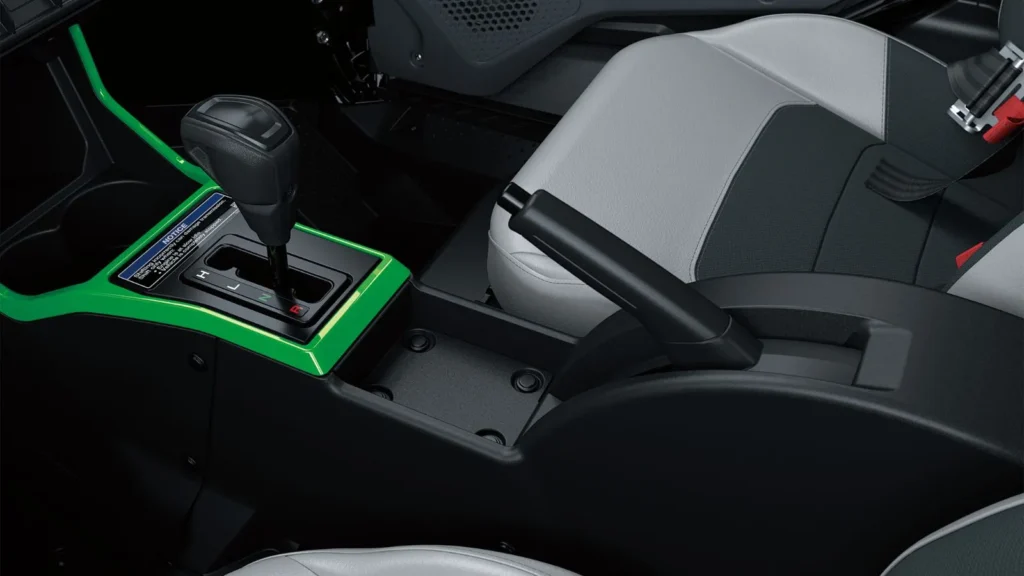 Gear lever and control layout of Kawasaki Teryx H2 interior