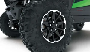 Kawasaki Teryx H2 hydrogen UTV wheel and off-road tyre close-up