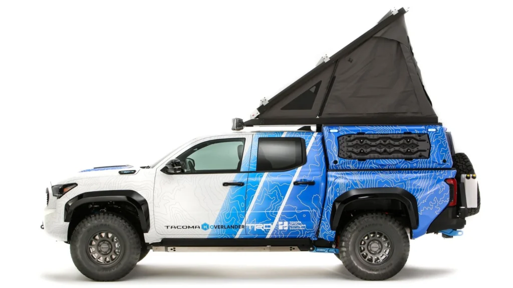 Toyota Tacoma H2-Overlander Concept side view with roof tent raised