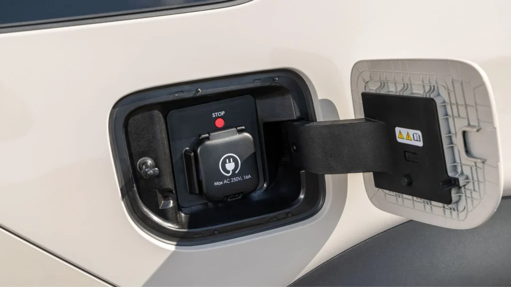 Close-up of Hyundai NEXO’s AC electric vehicle charging port