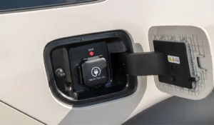 Close-up of Hyundai NEXO’s AC electric vehicle charging port