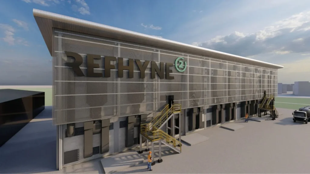 Digital render of Shell’s REFHYNE 2 electrolyser facility in Germany, designed to produce up to 16,000 tonnes of renewable hydrogen per year.